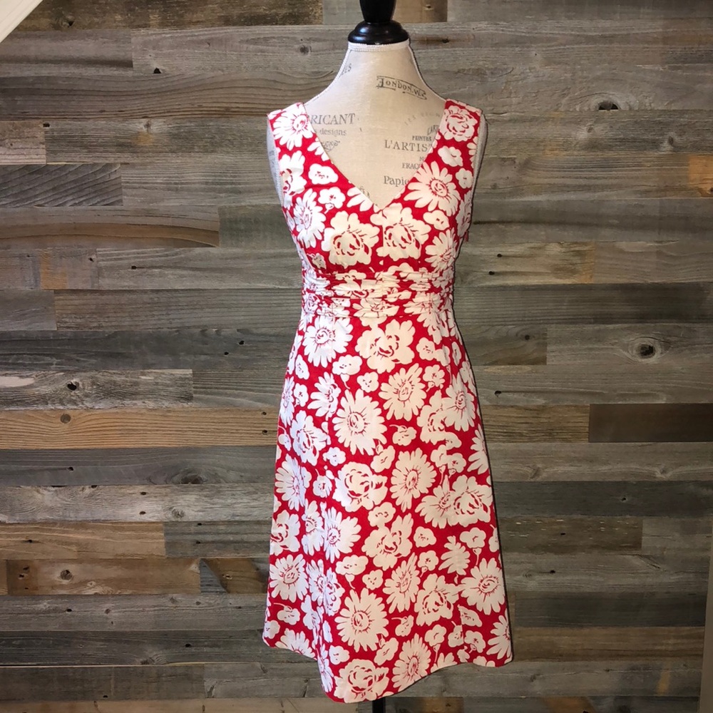 Boden Floral Sleeveless Red / White Dress 4